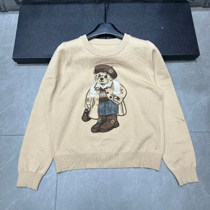 High Street Light Luxury French Bear Embroidered Knitted Sweater For Women Autumn New Fashion Korean Casual Loose Pullover Tops - Image 5