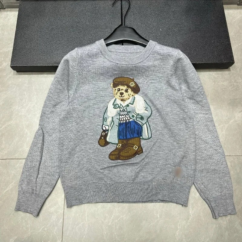 High Street Light Luxury French Bear Embroidered Knitted Sweater For Women Autumn New Fashion Korean Casual Loose Pullover Tops - Image 6